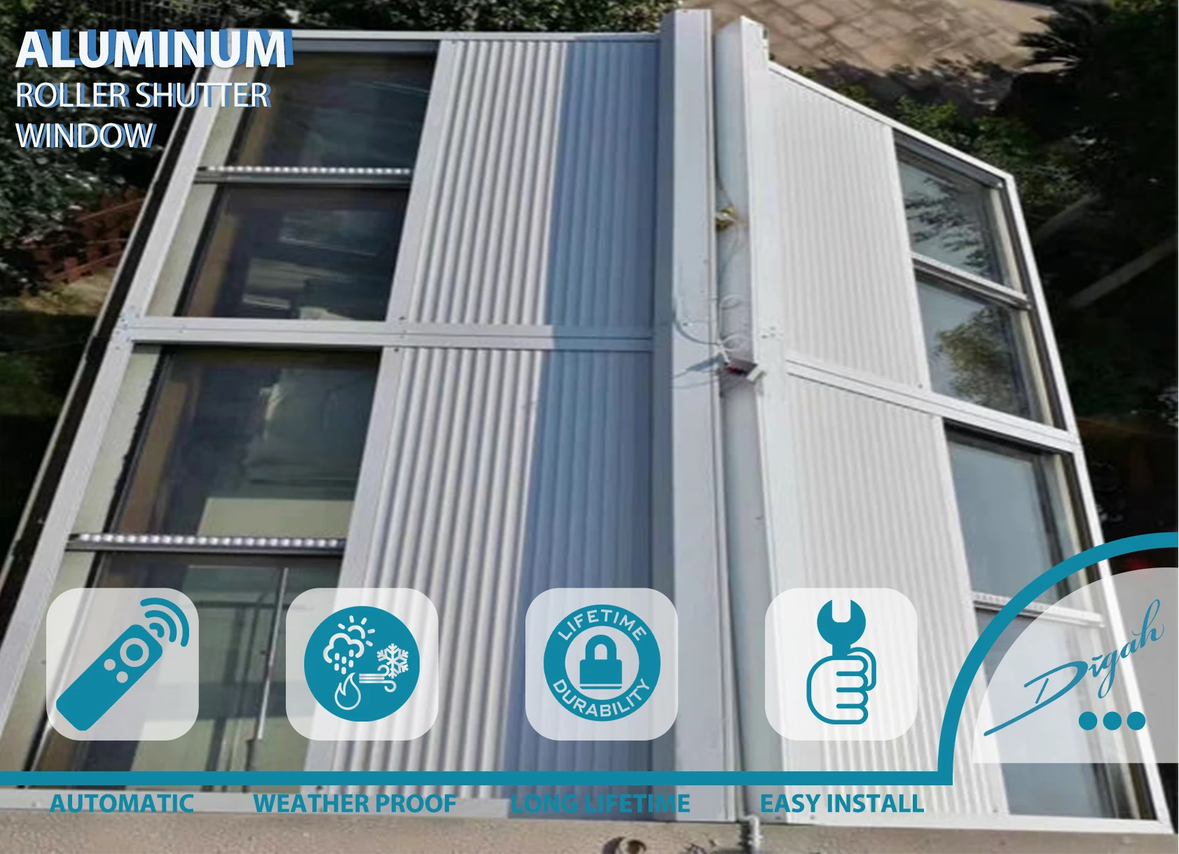 Modern Skylight Rolling Roofing Roller Shutter Insulated Aluminium Roof