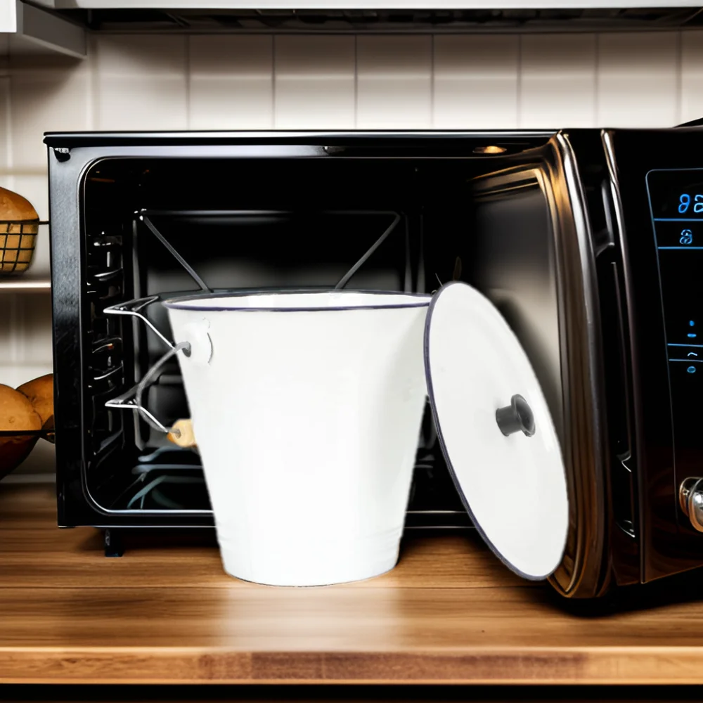 Eco-Friendly Custom Color Logo Printing Storage Ice Water Bucket Metal Enamel Carbon Steel Metal for Home Kitchen Use