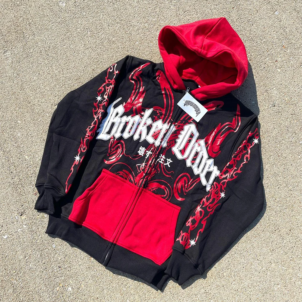 500gsm Custom Logo Screen Printing Terry Cotton 500gsm Hoodies Terry Heavy Weight No String Zip up Hoodie