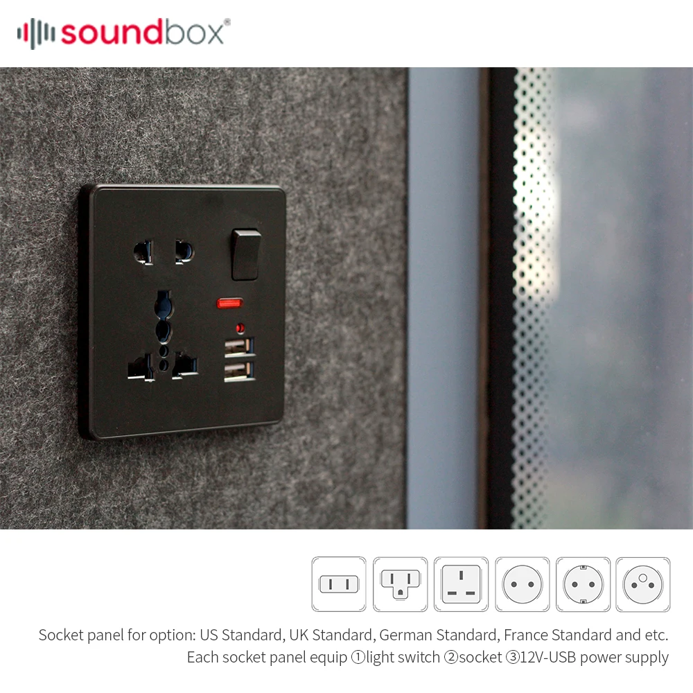 Portable Soundbox Silence Booth 2 Person Meeting Pod Soundproof Prefab Cabin With Light Office Pod