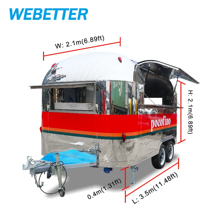 WEBETTER Mobile bar Trailers Small mobile Mobile Fast Food Trailer Mini Mobile Snack Machines Food Truck Food Shop for Sale
