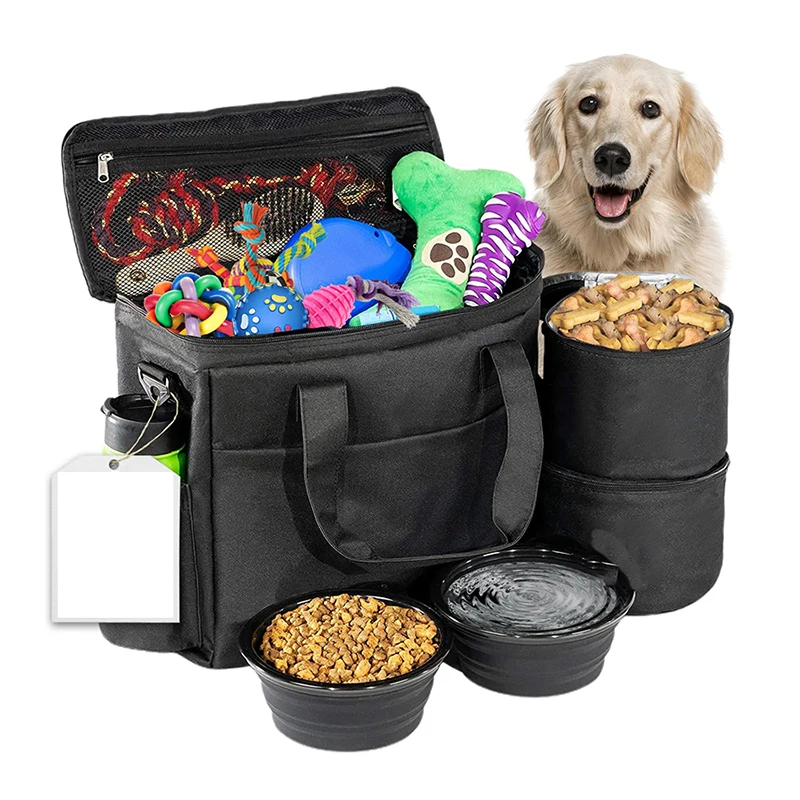 Dog Travel Bag For Supplies Travel Pet Bowls Food Storage Airline