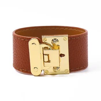 Hot Sale 18K Gold Plated PU Leather for Bracelet Bangle Popular Fashion Charm Jewelry for Women
