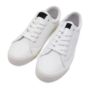 White PU Leather Skate Shoes Vulcanized Rubber Sole Low-Top Casual Sneakers for Daily Street Style Canvas Trendy Lace-up Shoes