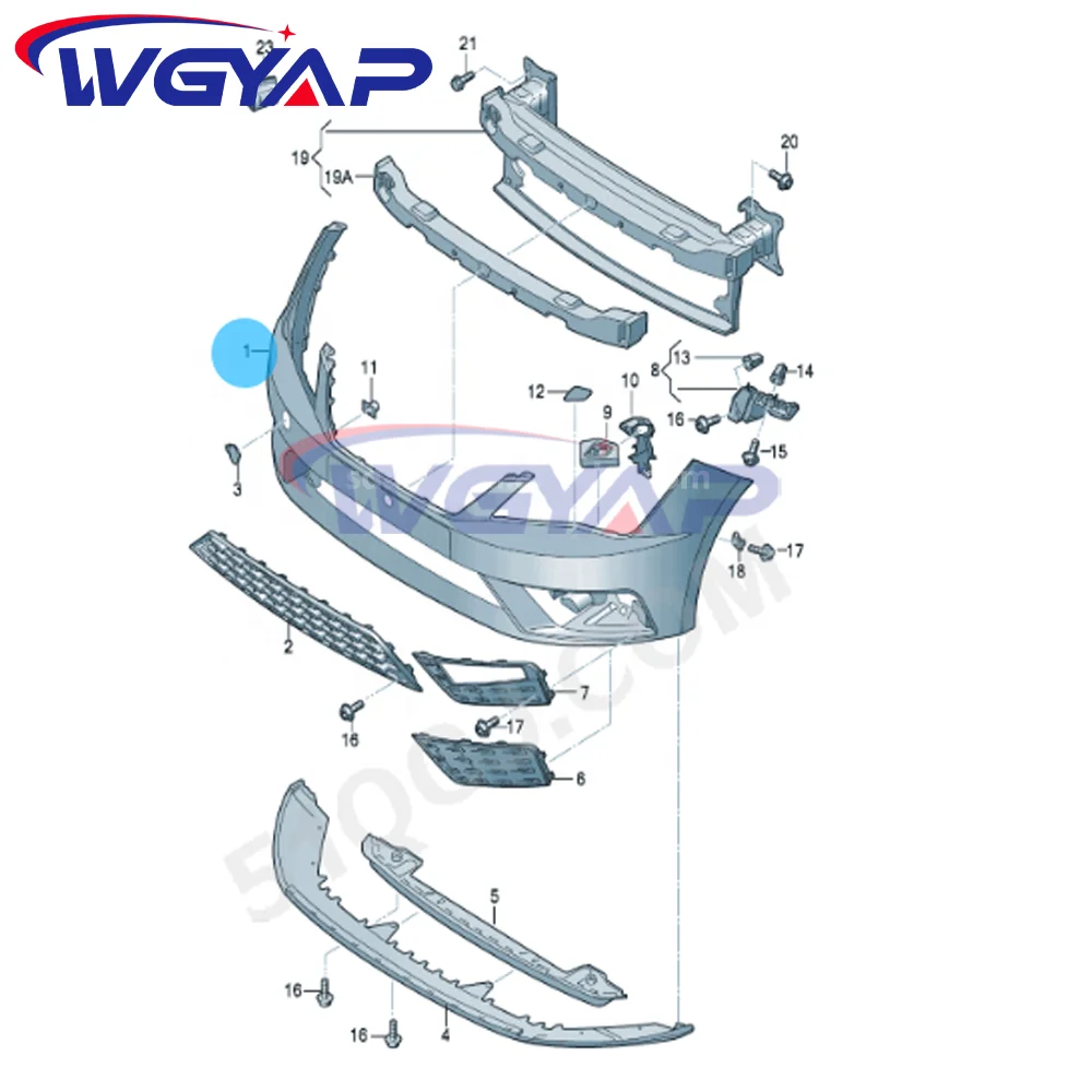 WGYAP OEM 5F0 807 221 Front Bumper FR Type Original Accessory for SEAT Leon Models AB AC AD AE Car Bumpers 5F