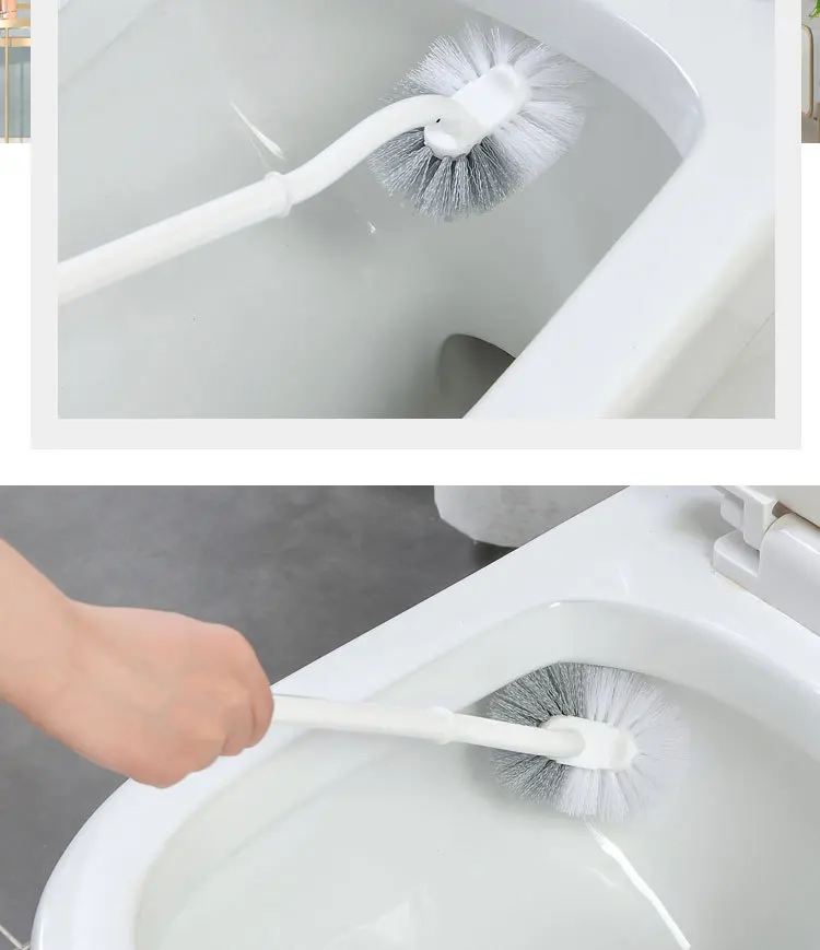 T Curved long handle toilet brush Creative toilet set no dead Angle soft hair cleaning Toilet brush details