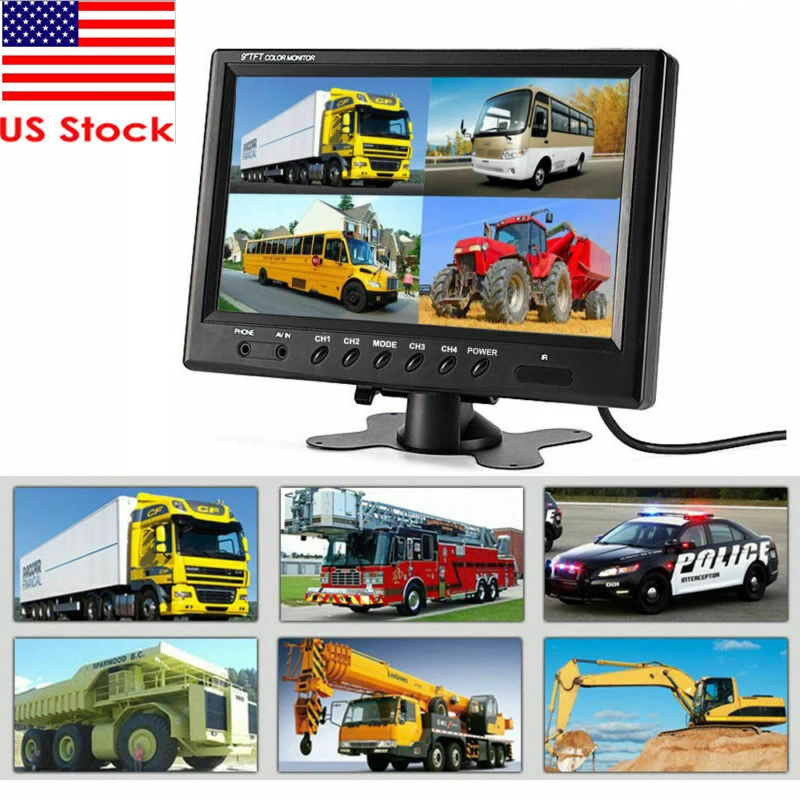 Wholesale Camecho 9'' Quad Split Monitor Car Rear View Camera Kit  Waterproof Night Vision For Truck Bus RV Heavy-duty Vehicles 12V-35V From 