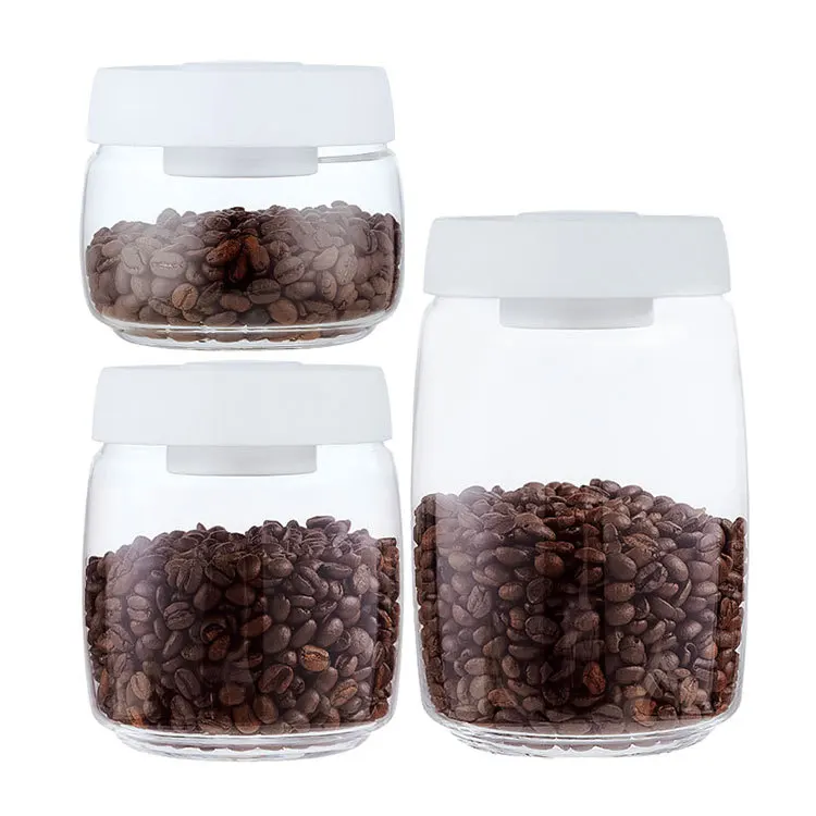 Vacuum Seal Food Storage Container Glass Jars  Glass Coffee Beans Sealing Canister Storage Glass Storage Jars