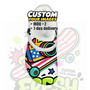 Custom Image Men's Slippers Fur Clogs Garden Shoes for Men Outdoor Unisex Slide Sandals Soft Beach Sports Slippers Platform