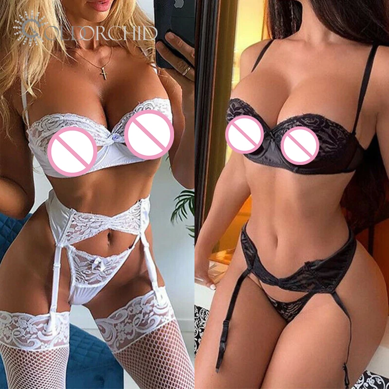 Meistverkauftes Modisches 'Love You' 3-teiliges Gold-Orchideen-Dessous-Set  fr Damen Weie Spitze Sexy Lingerie| Alibaba.com