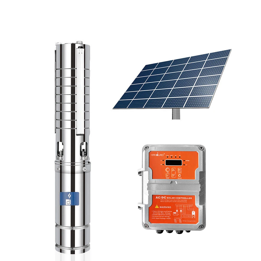 Pompe à Eau Solaire Submersible 3KW WBS Pump - Pour Puits Profond (230m), Hybride AC/DC, 220V