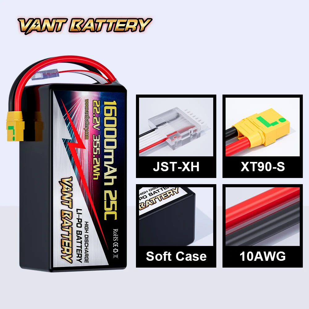 16000mah Lipo Battery - 22.2V 25C for DJI Tarot 550 Quad HEX