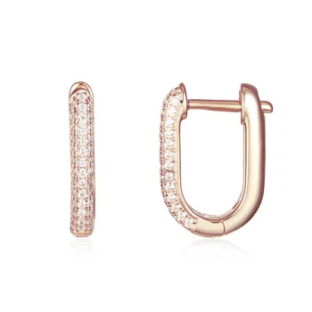 BAROLI Gold Jewelry Gold Earring Women Korean Pave CZ Luxury Jewelry 925 Sterling Silver Hoop Earrings For Women Gift