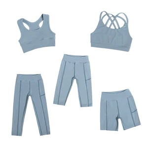 High Quality Summer Kids Yoga Wear Two Piece Set Soft Tween Girl Active Wear Kids Yoga Set