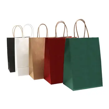 Custom Craft Printed Resealable Kraft Paper Bags Recyclable Shopping Clothing Square Paper Bag Food Take away With Your Own Logo