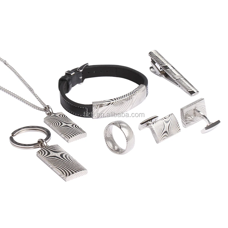 Men's Stainless Steel Bracelet and Cufflink Set