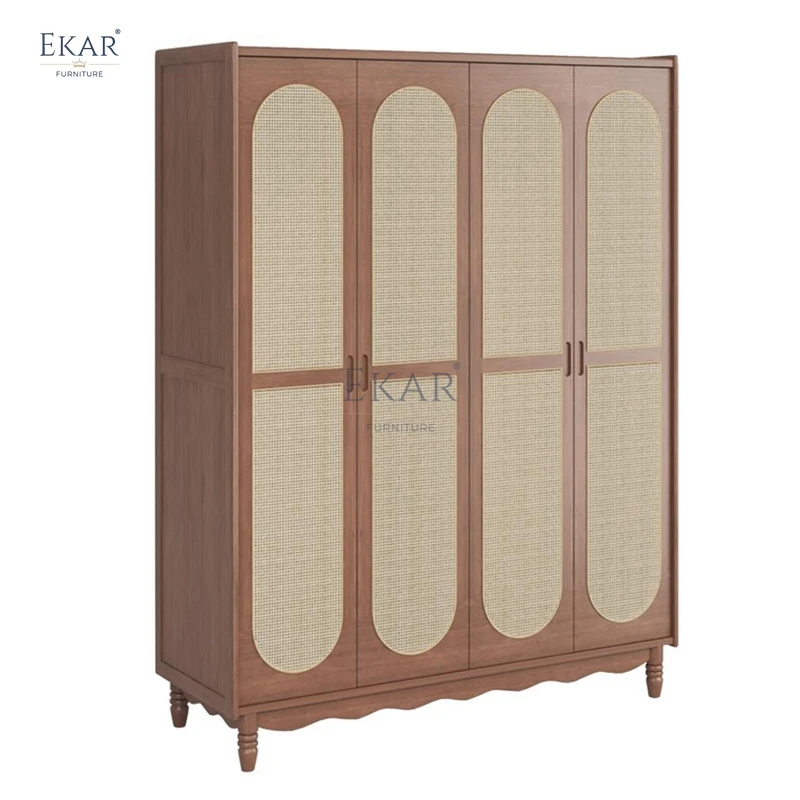 New design modern cherry wood bedroom furniture wardrobe storage cabinet