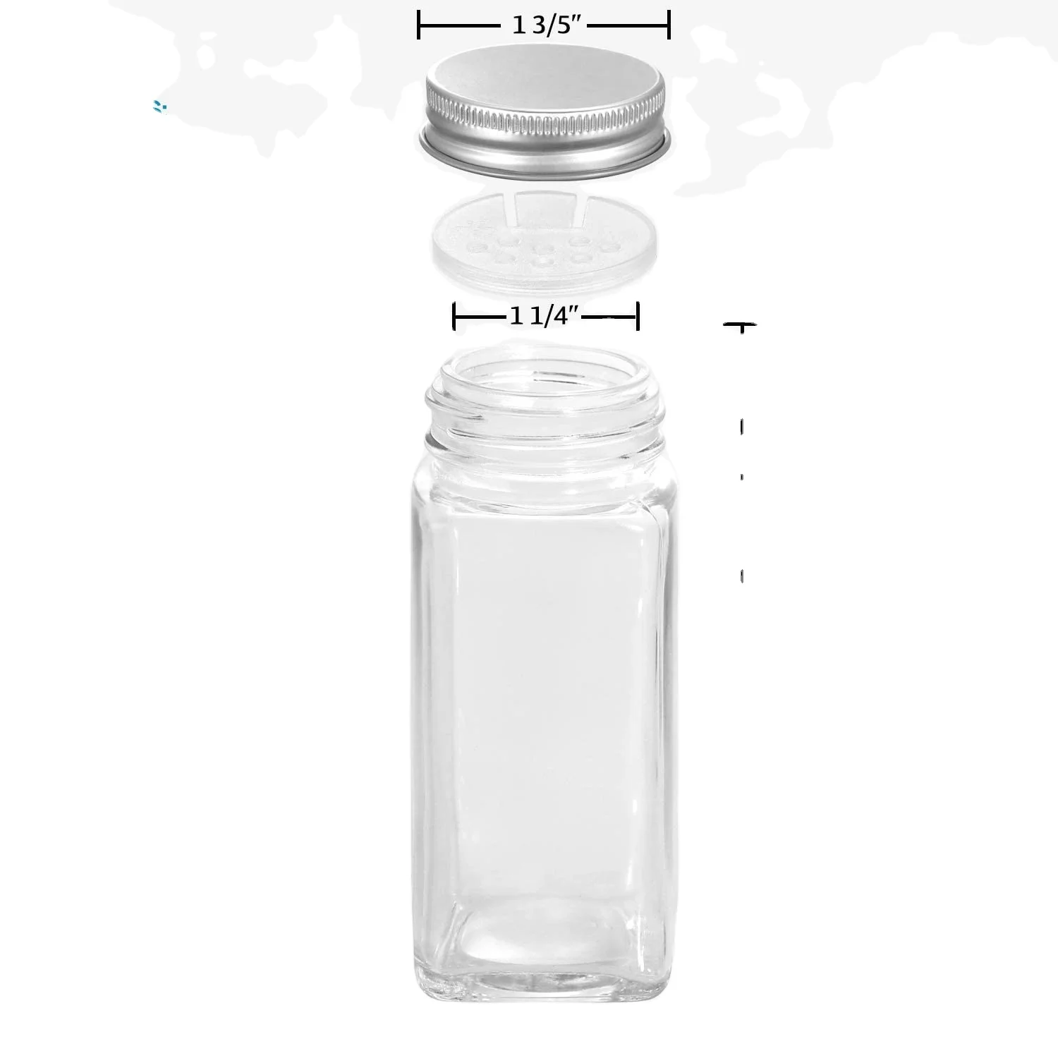 24 Pcs Glass Spice Jars Empty Square Spice Containers 4Oz Shaker Lids  Durable 714532817745