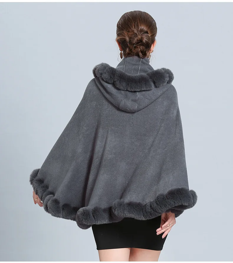 Faux Fur Trim Fashion Poncho Sweater – KesleyBoutique