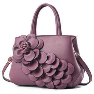 Customized Logo Bolsos De Mujer Flowers Leather Bags Large Shoulder Bag Bags for Women