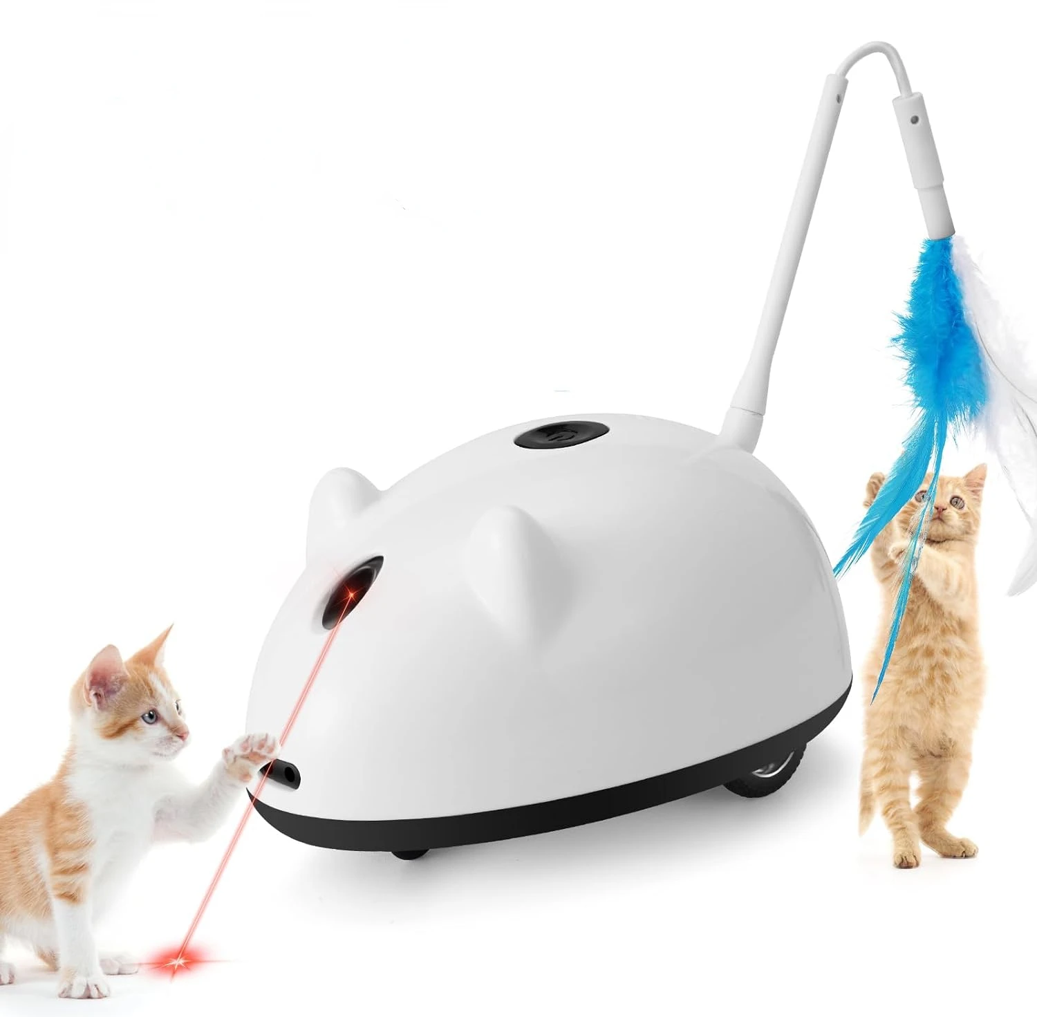 Cat Laser Toy Interactive Smart Automatic Electronic Cat Mouse Toys with Feather for Indoor Cats Kitten Play Teaser Pet Exercise