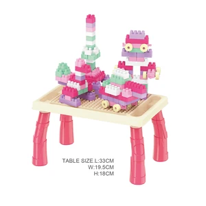 ITTL 100pcs Plastic Kids Activity Table Extra Large Bricks Electronic Toy Creative Multi Assembly Game Funny DIY Macaroon