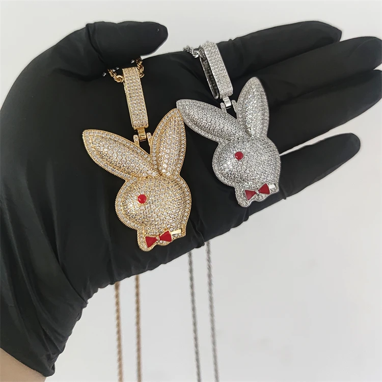 Personality Hip Hop Stainless Steel Iced Out CZ Diamond Red