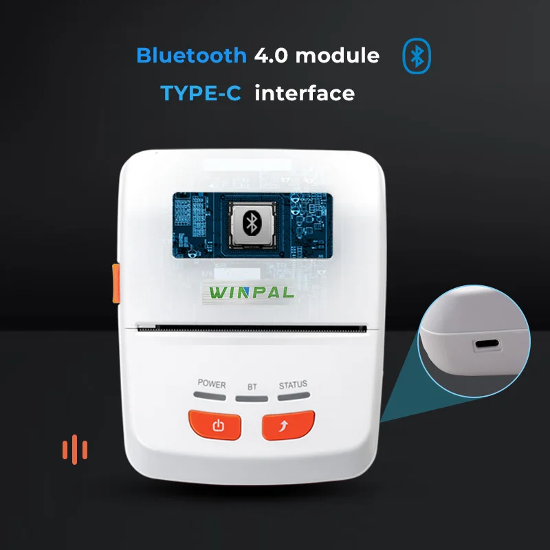 Winpal WP-Q2C WP-Q3C 70mm/s Wireless Thermal Receipt Printer Support Paper Out Alarm 58mm 80mm Portable Mini Printer for Mobile