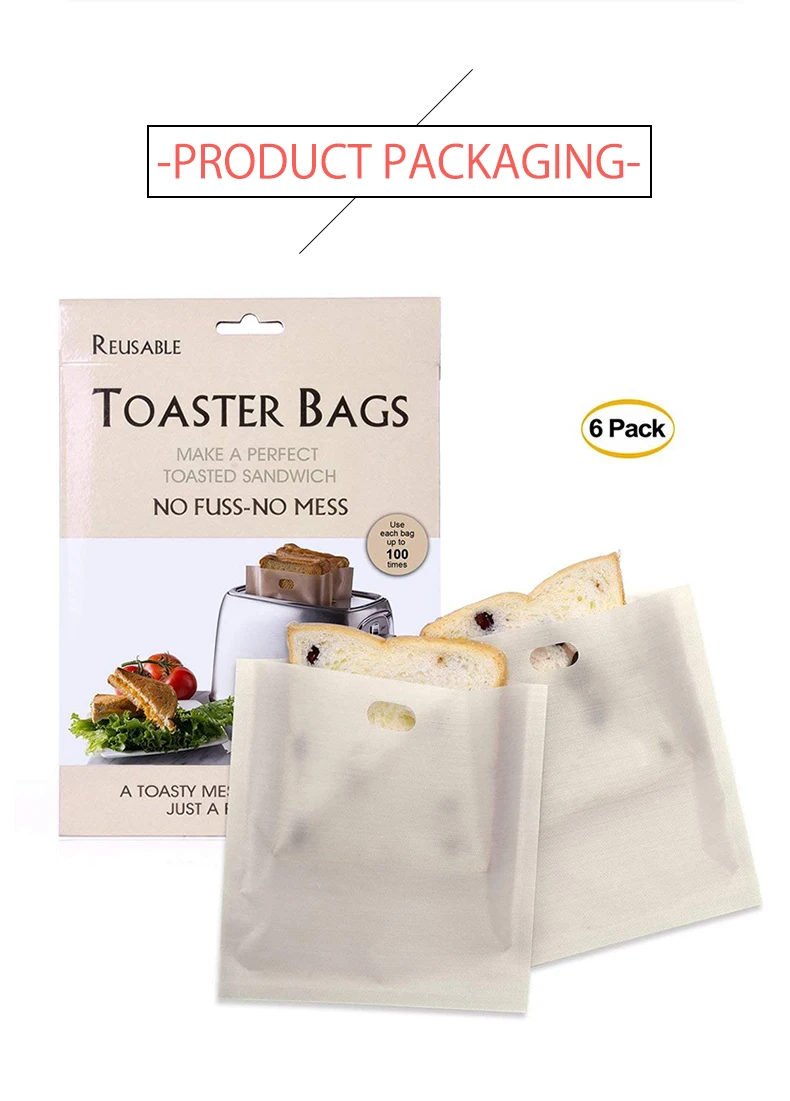 Heat Resistant Non Stick Toaster Bags Bread Toast Pockets Reusable