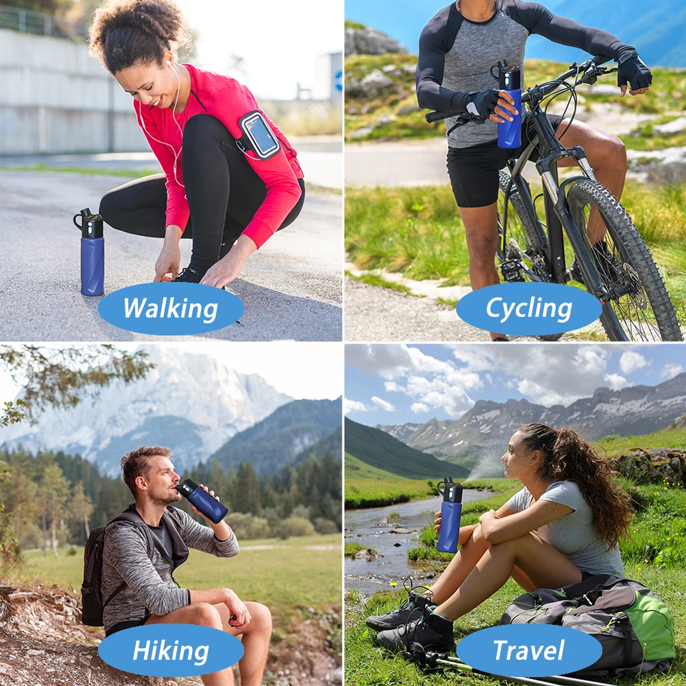 Mini bicchiere termico leggero in acciaio inossidabile con isolamento sottovuoto da 20 oz (590 ml), con nebulizzazione automatica di raffreddamento, ideale per viaggi, viso, idratazione e attività sportive._voghion.com
