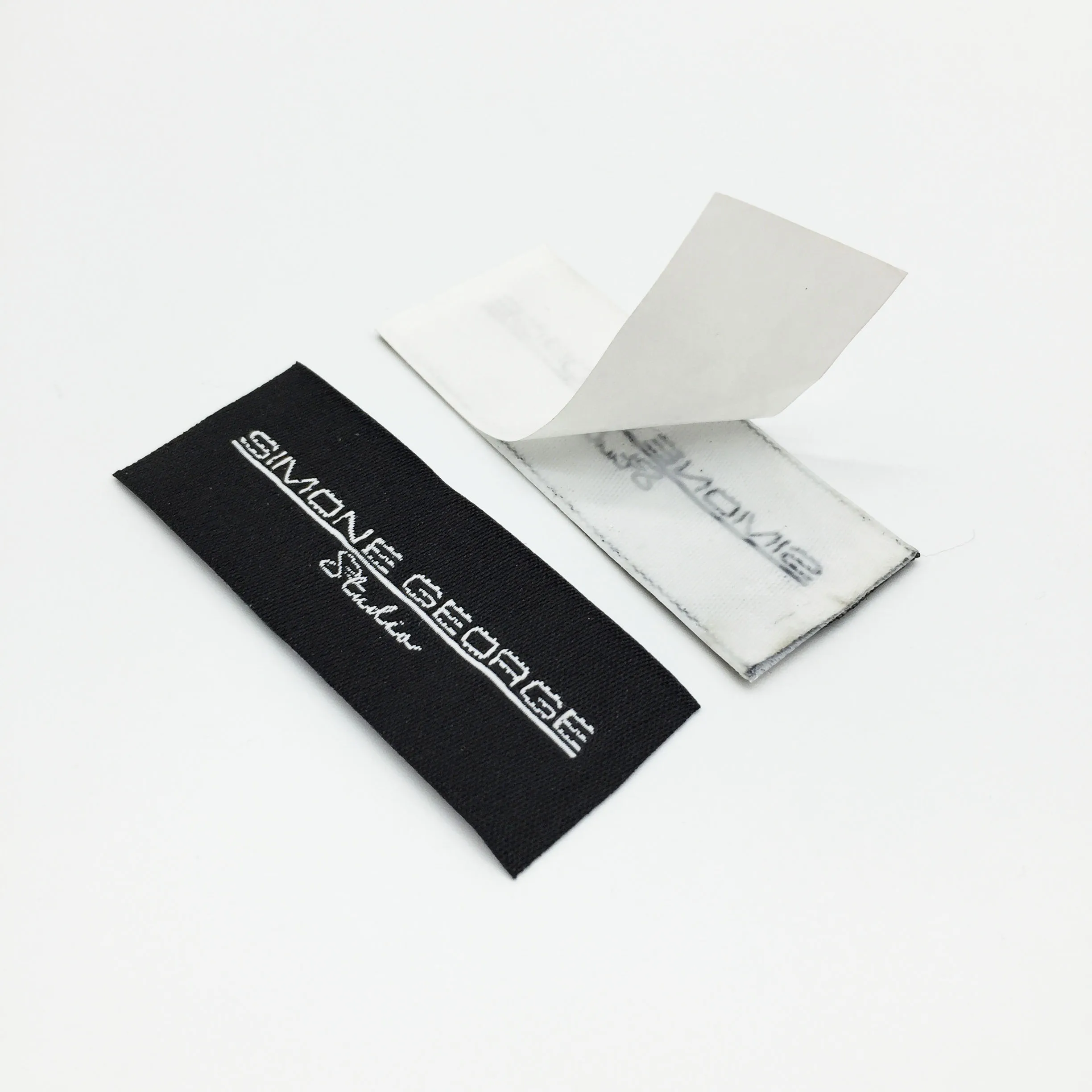 Custom Iron On Clothing Label Laser Cut Adhesive Glue Back Woven Label Buy Iron On Clothing