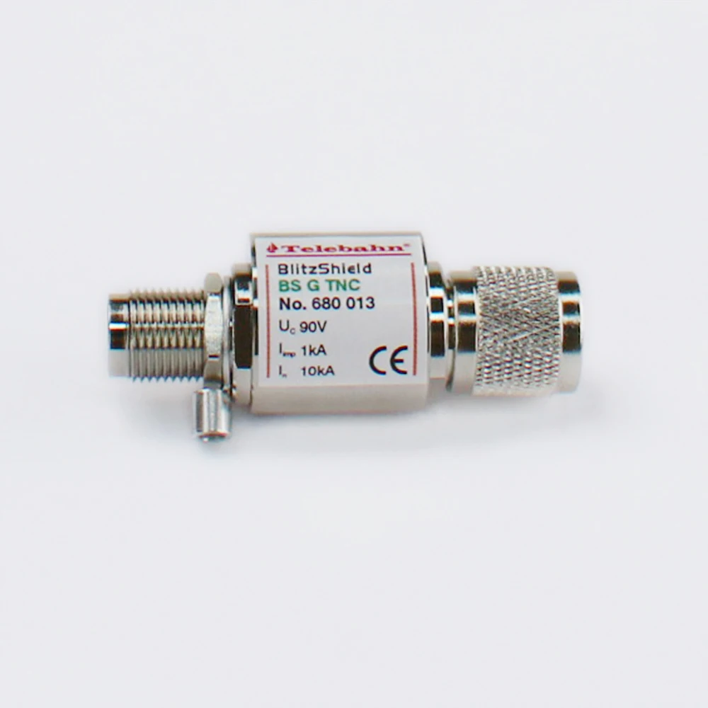 TNC Connector Male-Female 0-3GHz 50Ohm 90V/250V for Coaxial Cable RF Antenna Feeder Surge and Lightning Protection