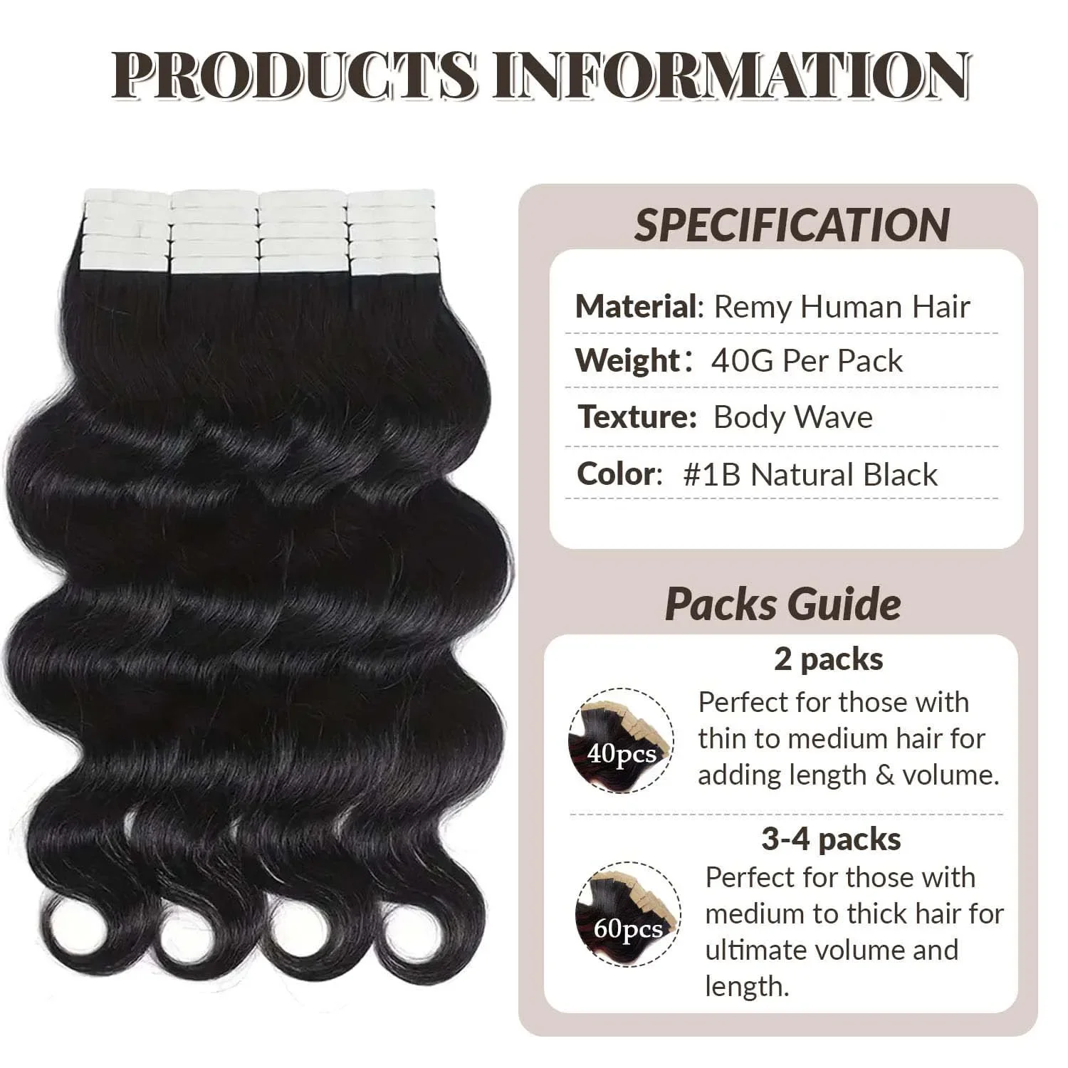 Extensii de păr Remy natural, cu bandă adezivă, ondulate fără sudură, pentru femei_voghion.com