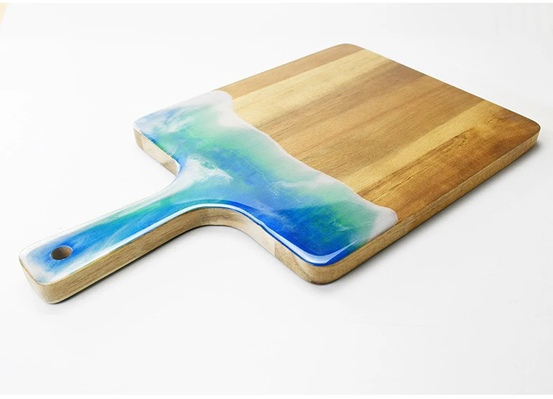 Мраморная древесина для хранения хлеба, кухонные доски для разделки ореховой смолы в форме океана, Бамбуковая древесина, эпоксидная смола, оптовая продажа