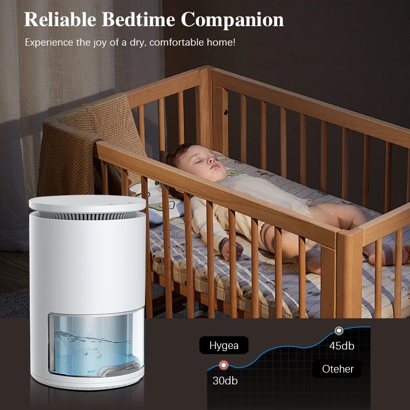 Smart Portable Dehumidifier with Whisper-Quiet Design Advanced Humidity Monitoring for Home Use