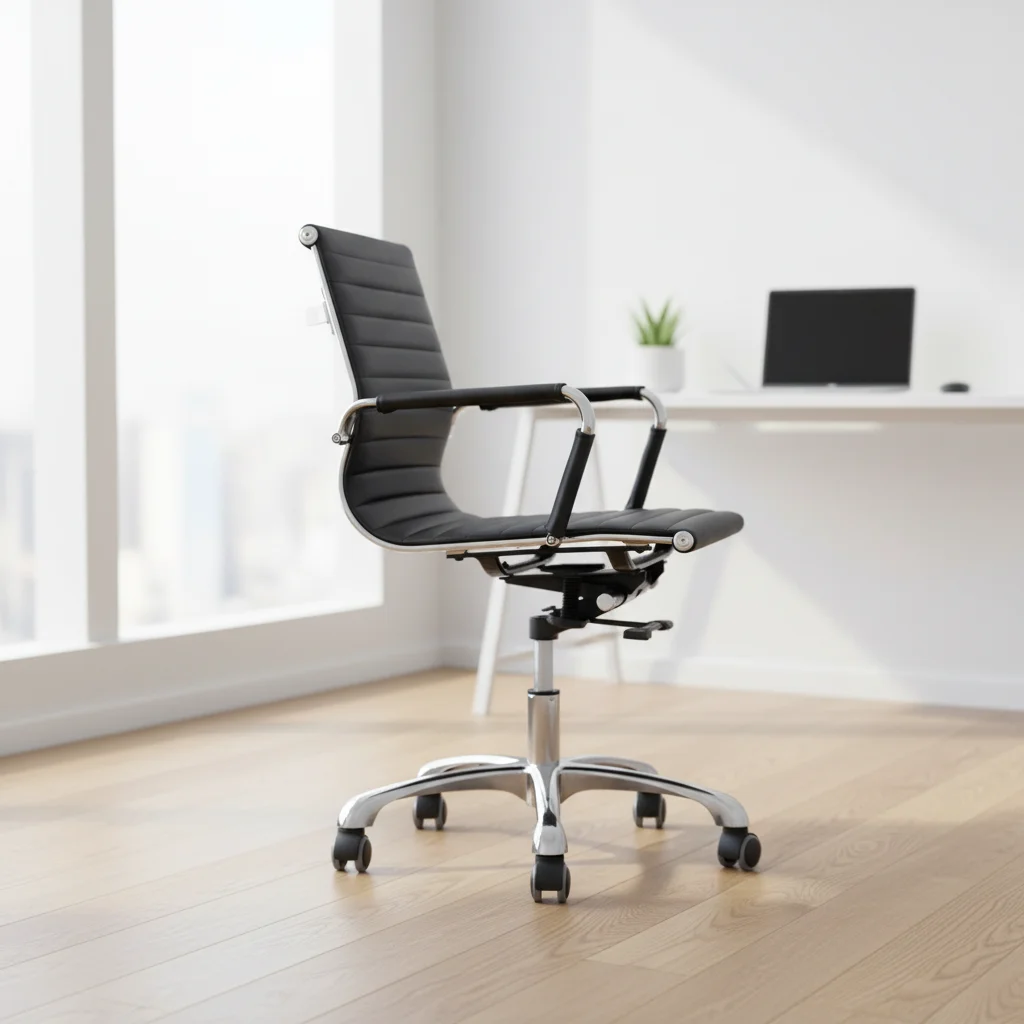 Ergonomic Leather Modern Executive Height Adjustable Aluminium Base Chair for Home Office 4