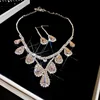 132-piece silver water drop earrings-necklace set
