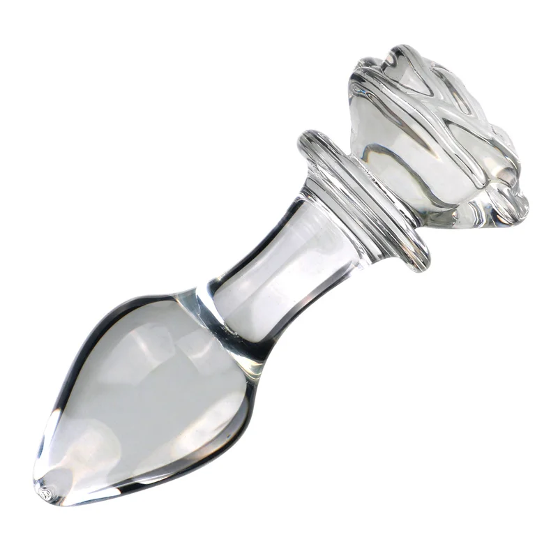 Plug Anal de Vidro Transparente Rosa para Prazer Sexual Feminino,  Masturbao, Contas, Dildos de Vidro Adulto