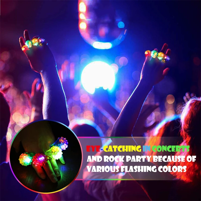 Flashing Led Bumpy Rubber Rings for Party Favors Jelly Bubble Light up Finger Toy