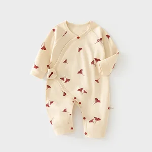 New Baby Clothes One-Piece Long Sleeve Velcro Closure Bodysuit Print Jumpsuit Baby Romper