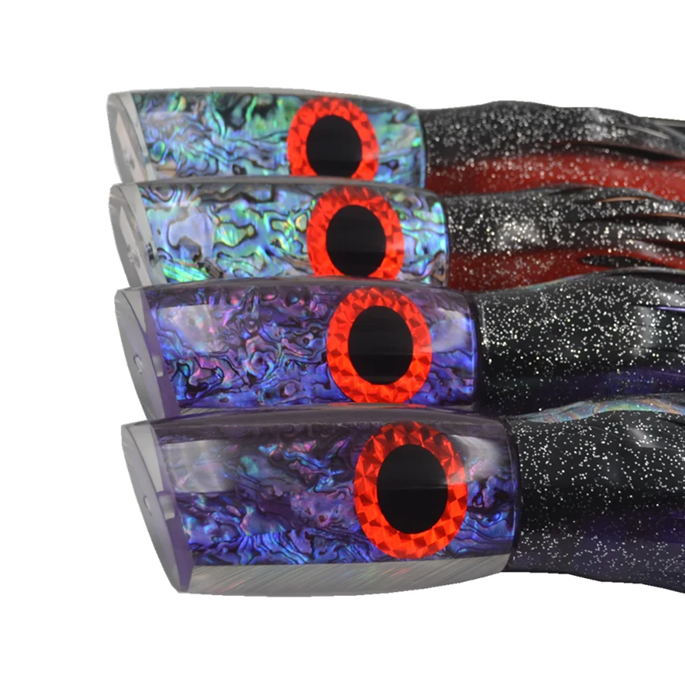 Jetted Fish Heads Double Colored Tinted Top Marlin Tuna Tournament Fishing Skirted Big Game Lures