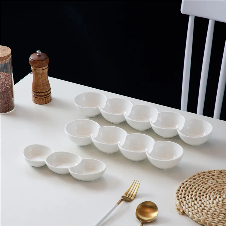 Factory Direct Selling Custom Compartment Party Serving Dishes Set Ceramic Appetizer Tapas Bowl