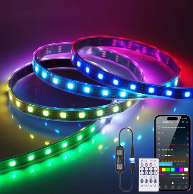 WS2812B IP67 PVC LED Strip USB for Flexible Tape 30/60/144LEDs/m RGB Individually Addressable Ribbon DC5V Decoration TV
