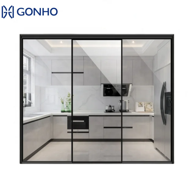 GONHO Factory Direct Sales Customizable Telescopic Top Hanging Aluminium Sliding Door for Balcony