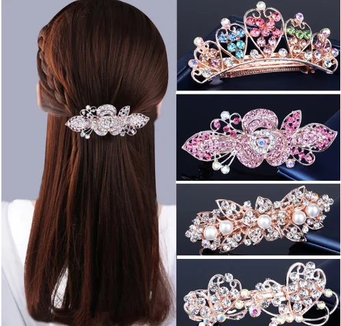 mini flower hairpin hair clips shiny pearl crystal clover lily Daisy sun flower bridal hair accessories wedding gifts.png
