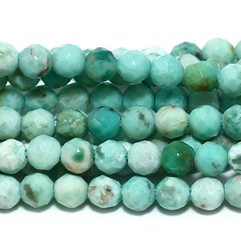 Natural Peru Turquoise Faceted Round Beads 2mm For Jewelry Making