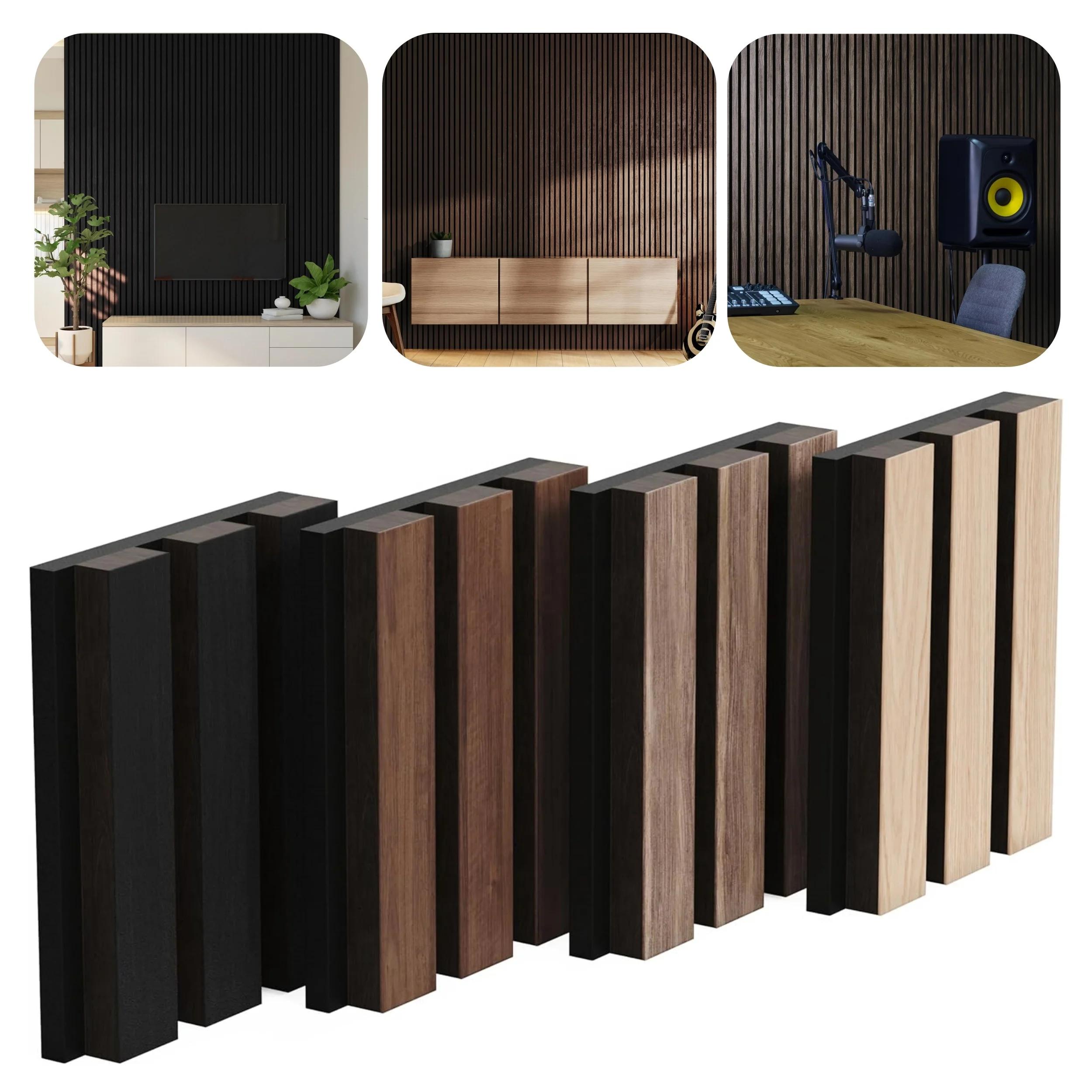 Akupanel Acoustic Panel Wooden Slat Wall Panel White Oak Veneer Mdf ...