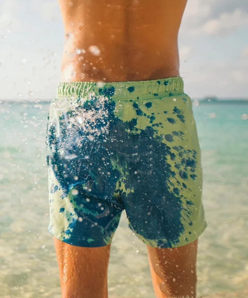 summer mens warm color changing shorts 100 % polyester for men swim beach shorts for men613_voghion.com