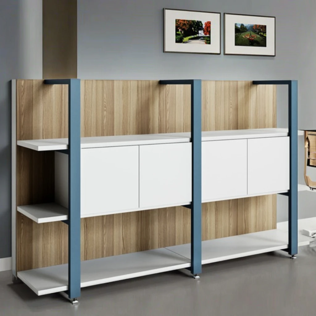 Premium Adjustable Office Storage Cabinet Modular File Storage Shelves Modern Business Furniture Solid Wood Frame Large Capacity 4