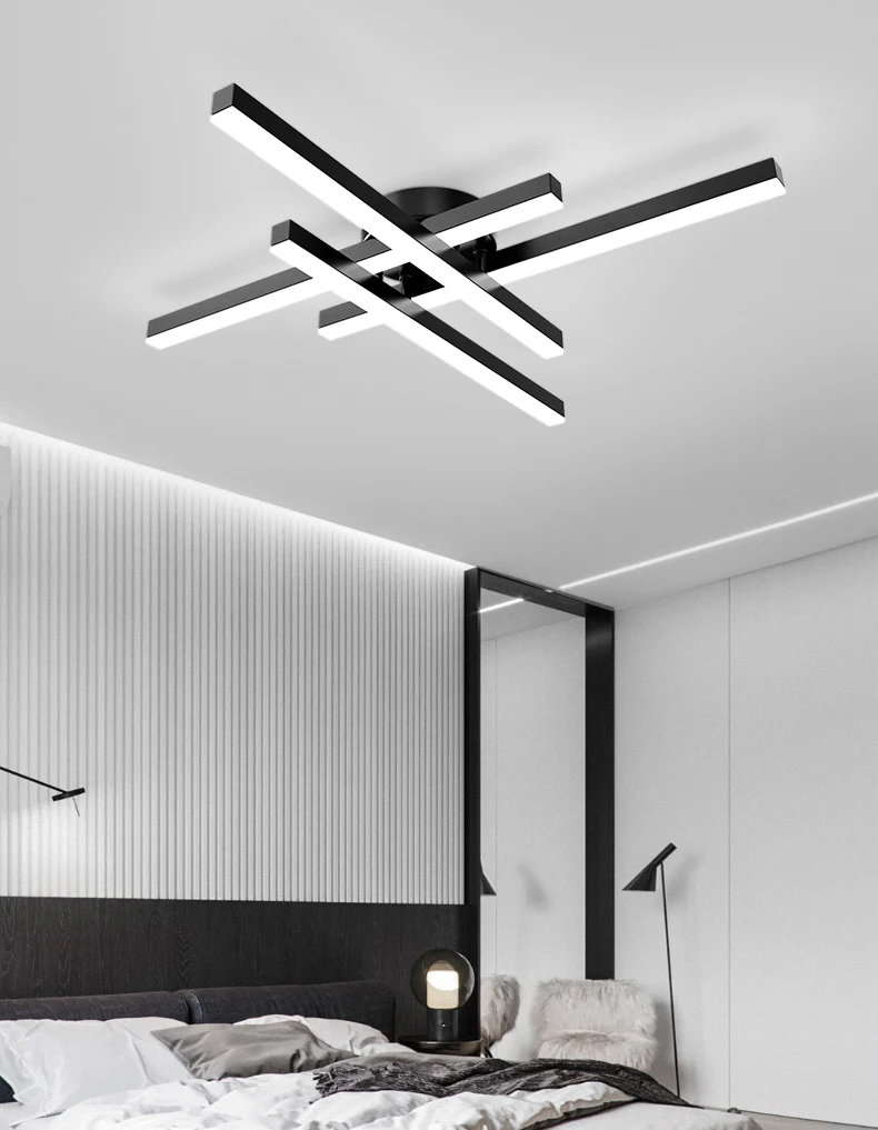 Nordic Simple Lines Led Ceiling Lamp Lights Lighting Fixtures Modern for Bedroom Living Room